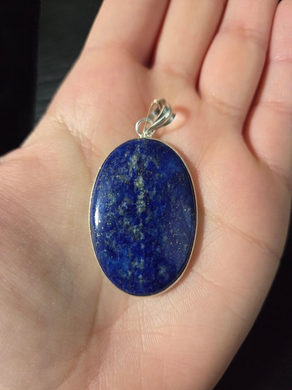 New Lapis Lazuli Round Pendant 925 Stamped sterling silver Necklace